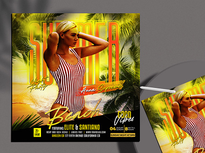 Summer Beach Events Free Instagram Banner (PSD) banner club flyer club night design dj event flyer flyers free flyer free psd flyers instagram banner party summer summer event summer party