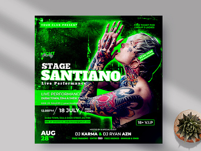 Dj Club Events Instagram Banner (PSD) Template