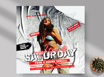 Deejay Night Club Instagram Banner PSD Template club flyer club night dj event flyer flyers party