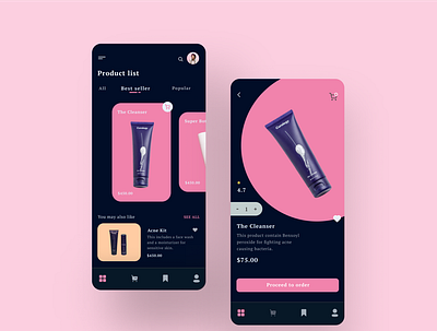 Beauty app app dailyui dark app dark mode dark ui design graphic design minimal ui uidesign uiux ux