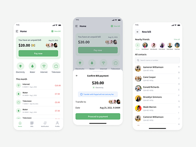 Bill sharing app app design finance fintech minimal mob ui uidesign ux