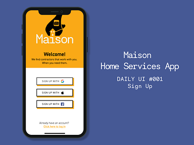 Maison Home Services App Sign Up