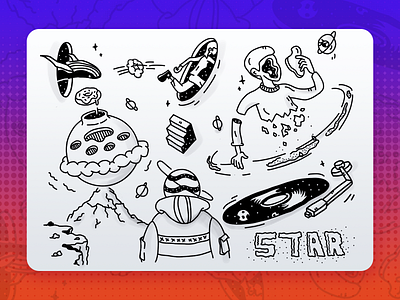 Daily Doodle #1 black white design doodle a day illustration star sticker universe