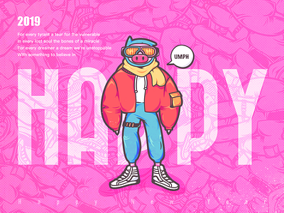 Happy 🐽Year 2019 cool design drawing dribbble happy new year illustration outfits pig poster sticker ui vector web