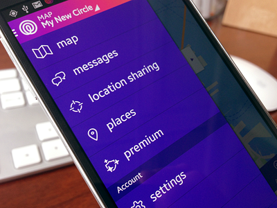 New Android release android app gradient life360 menu mobile native app navigation purple