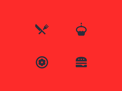 Cookin’ up some icons brand burger cupcake doughnut flat geometry icon material design modern restaurant set silhouette