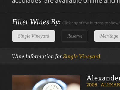 Vineyard Website - Filter design filter typography web website wine