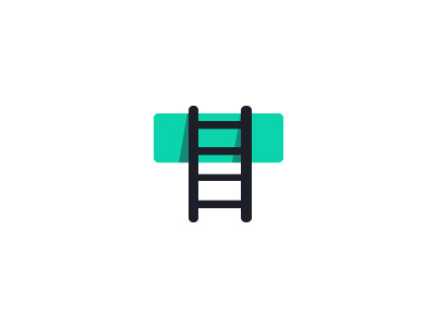 Bar + Ladder = T blue flat green identity ladder letter logo minimal simple t