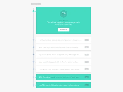 Assessment Flow: Part Deux clean flat kevin bacon minimal modern question questions quiz responsive timeline ui user interface ux web website