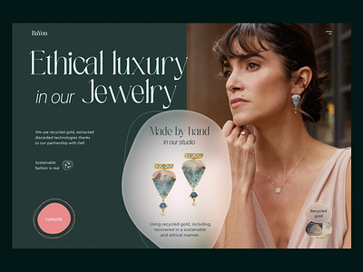 Jewelry store design ethical glass green jewelry minimalism nature stone ui