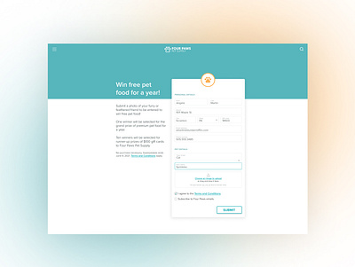 Four Paws Pet Food 001 dailyui form formcontrols signup ui uichallenge uichallenge001 web web design