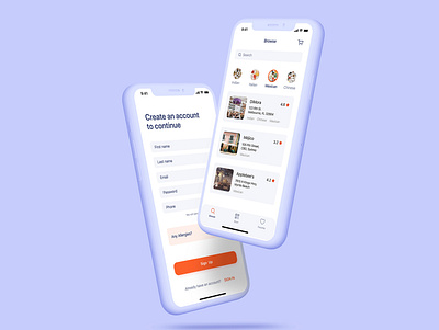 Restaurant app design app design app for food app for restaurant food app ios app design login screen restaurant app sign up screen