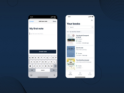 IOS app design book app books books app bookshelf ios app note app note app design notes notes app task list