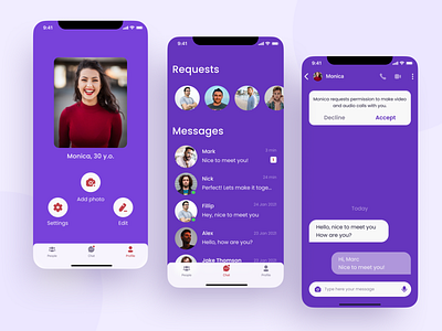 Dating App app design chat app chat screen dating app ios app message app social app tinder