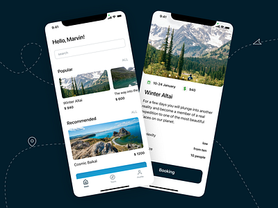 Travel app design