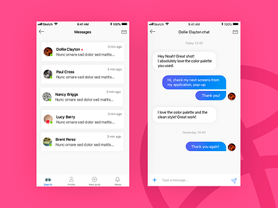 Hello Dribbble! chat design debut dribbble invite ui