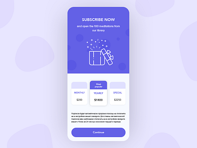 Subscribe Screen ios meditation purple sketch subscribe subscription ui ux