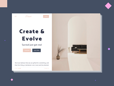 Create And Evolve - Vol. 3 adobexd clean color creative creativity design drawing flat ui design flatdesign hero image hero section illustration landing page design madebyjibrily procreate surr ui uiux ux webdesign