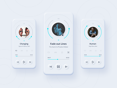 Music player app design typography ui ux web