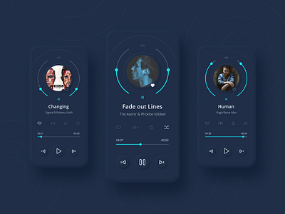 Music player dark theme app design typography ui ux