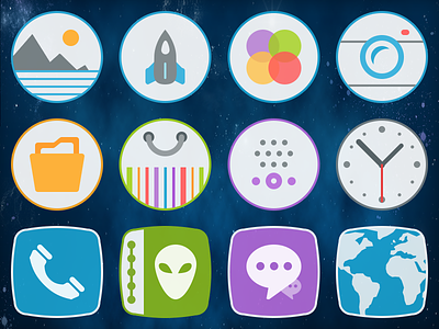 Icons for Android mobile theme. browser camera clock contact dialer folder gallery game center market messages radio theme