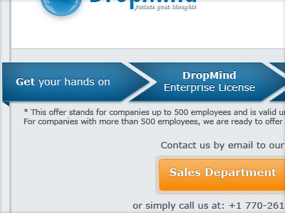 DropMind newsletter buttons contact newsletter offer sales ui