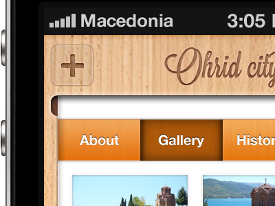 iPhone application engraving gallery ios iphone menu mobile navigation pictures retina textures wood