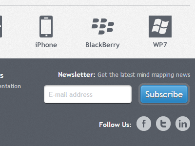 Web - Footer blackberry button facebook footer icons input filed iphone linkedin twitter ui web wp7