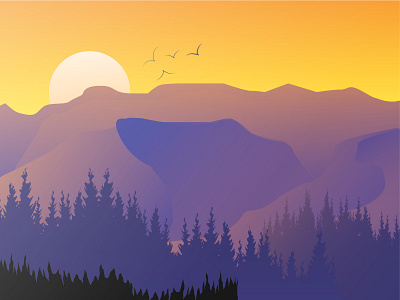 Landscape At Dusk creative design digital illustration dusk graphic graphic design graphics illustration illustration art illustrations illustrator landscape natural nature nature illustration