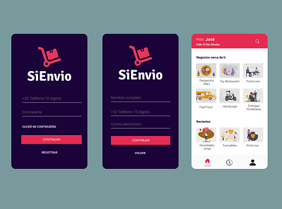 SiEnvio app food delivery app delivery logo design food