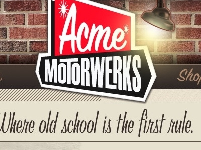 Acme Motorwerks identity and interactive branding identity logo store vintage website