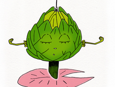 Artichoke art cartoon color colorful comic art food illustration paper sketch zen zenart