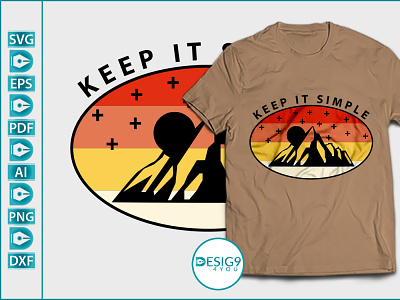 Keep it Simple Mountain Adventure T-Shirt Design adventure amazing campaign creative design graphic design hiking illustration merch by amazon mountain mountain life mountain lover outdoor retro svg tee travel trendy typography vector