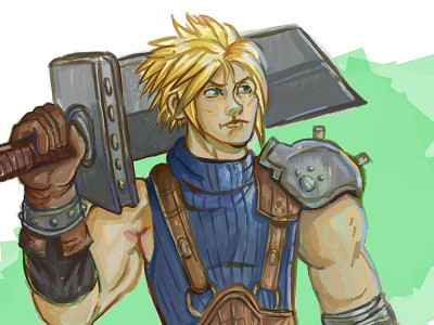 Cloud Strife - Final Fantasy VII art character gaming illustration painting videogames