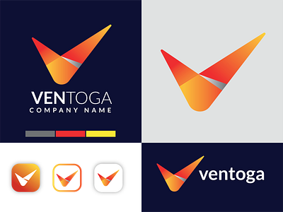 Ventoga Letter Logo Branding 3d branding flat graphic design illustration logo design logo mark logodesigner minimal vector