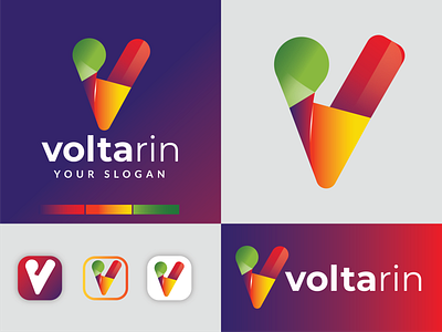 Volterin - initial gradient letter loto 3d 3d art design graphic design illustration logo logo design logodesigner minimal typography