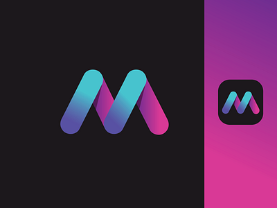 Letter m - app logo 3d 3d artist abstract abstract logo colorful logo gradient illustration initial letter logo logo design logo mark logodesigner m m letter logo m logo minimal modern logo negative space logo typography ui vector