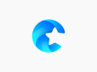 C abstract 3d golden ratio logo