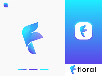 F, Floral abstract letter logo template