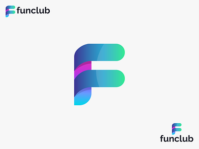 Funclub  F modern abstract letter logo