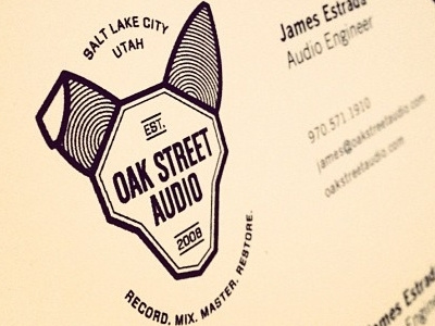 Oak Street Audio Logo on Business cards