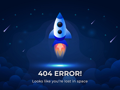 404 Error rocket launching to space Background illustration internet