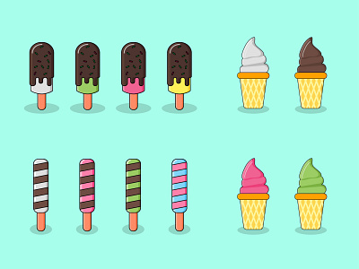Flat Vector Ice Cream Asset animation app design designgraphic fastfood flat food graphic design icecream illustration vector vectordesign