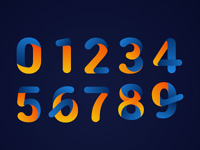 set of number with papercut style