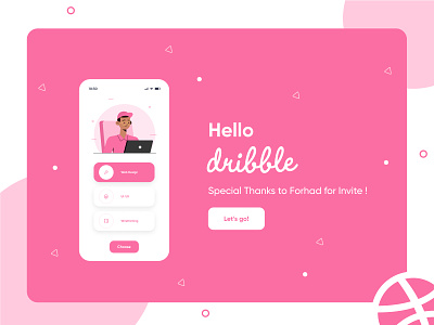 Hello Dribbble branding creative debut design graphic design landing page minimal ui ux vector web website website design