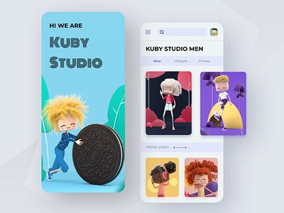 Kuby Studio app 3d app character design kuby studio minimal mobile app ui uidesign ux