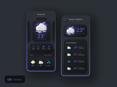 Dark Skeuomorph Weather App Ui Design dark skeuomorph design figma skeuomorph ui ui design weather app