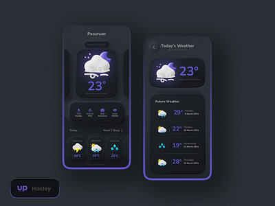 Dark Skeuomorph Weather App Ui Design