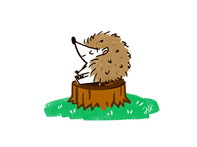 Waiting is also a kind of happiness animal character drawing hedgehog illustration waiting