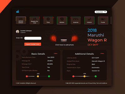 Mechanic Web Portal - Dark Mode adminportal brown car darkmode dashboard design illustration mechanic mek ui vehicle webportal